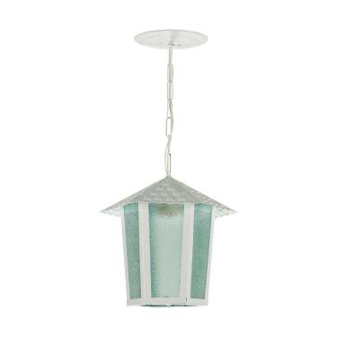 Imagem de Lustre Pendente Blumenau Colonial Sextavado Vidro Pontilhado E27 Bivolt Branco