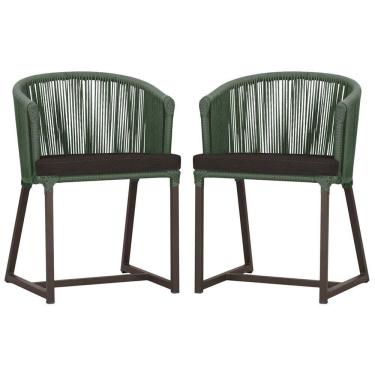 Imagem de 2 Cadeiras De Jantar Noronha Marrom Corda Náutica E9 Trama Verde