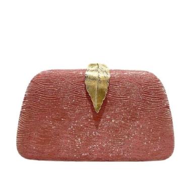 Imagem de Bolsa de noite, bolsa feminina, bolsa de banquete, bolsa de jantar com fecho de folhas metálicas, Vermelha 111, Small