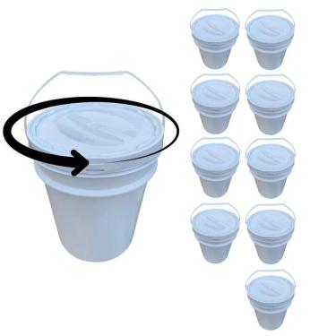 Imagem de Balde Para Queijo Minas 20L Tampa De Rosquear - Kit 9 Pçs