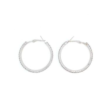 Imagem de Brincos de argola de strass de ouro grosso para mulheres, brilhantes grandes círculos de zircônia cúbica, brincos de declaração de prata na moda, joias de cristal redondas, presentes, Large, Metal