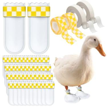 Imagem de ZZBUY Botas descartáveis para pés de pato verdadeiros, Bumble Foot para suprimentos de pato com bandagem, tamanho grande (amarelo, 40 peças)