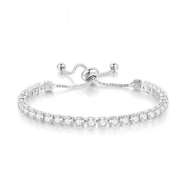 Imagem de ZHDHDQ Colar de tênis para mulheres, 3,5 mm de zircônia cúbica delicada CZ corrente gargantilha de formatura e pulseira de elos de cristal conjuntos de joias acessórios para noivas mulheres, Aço