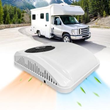 Imagem de Aspligo Ar condicionado elétrico RV 12V 9000BTU para trailers, caminhões, vans, campistas, tratores, ventilador duplo de estacionamento de 12 volts, unidade CA silenciosa, alimentada por bateria