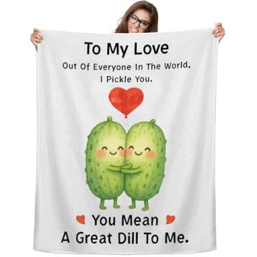 Imagem de Hahafelt Presentes de Dia dos Namorados para ela, namorado, namorada, esposa, marido, casal, aniversário de casamento, padrão de pickles, cobertor romântico, eu te amo, presentes para amantes de
