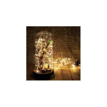 Imagem de Fio de Fada LED Decorativo, Cordão de Luz Branco Quente, 2 Metros, 20 LEDs, Alimentado por Pilha AA, para Decoração e Iluminação