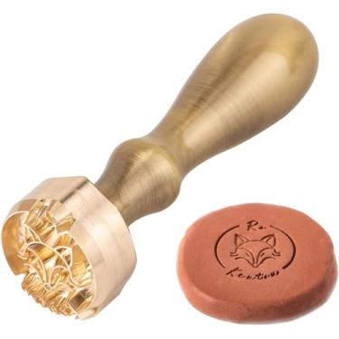 Imagem de Carimbo de argila de latão personalizado ferramenta de impressão para cerâmica, cerâmica, chocolate, sabão e assinatura de fabricação de biscoitos (2 polegadas/5,08 cm)