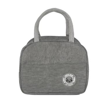 Imagem de Bolsa Térmica Pequena 4 Latas Poliéster 5 Litros Bolso frontal Ziper Superior com Alça Lanche Marmita Serviço Camping Praia (Cinza)