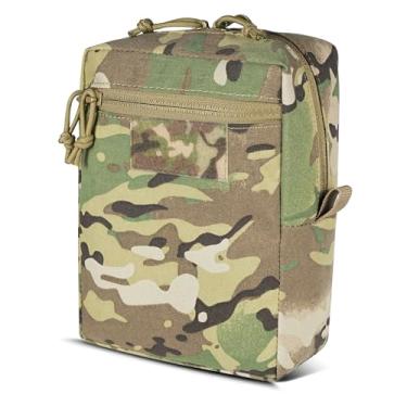 Imagem de LONLOKE Bolsa tática GP larga/alta, bolsas Molle para uso geral, bolsa de armazenamento expandida horizontal/vertical estruturada com painel de gancho e laço (TMC-02, alto)