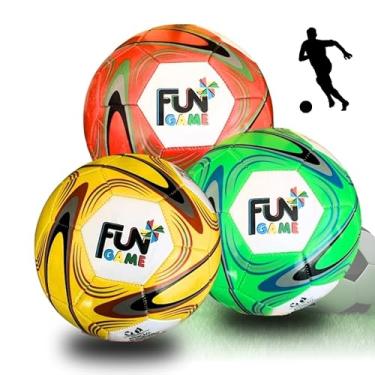 Imagem de Fun Game Bola de Futebol Oficial No.5, Conjunto com 3 Cores Vibrantes, Bola de Futsal para Jovens e Crianças