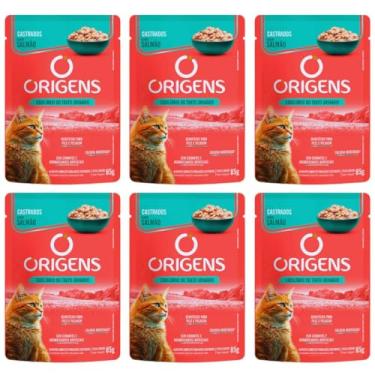 Imagem de Ração Úmida Origens Sachê Gatos Castrados Salmão 85g 6 Unidades