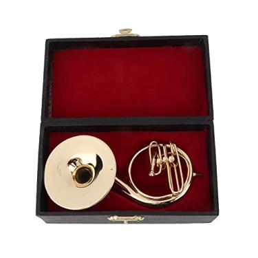 Imagem de Instrumentos musicais em miniatura artesanato requintado modelo em miniatura ornamento artesanal latão banhado a ouro réplica decoração perfeita para mesa de casa estante sala de