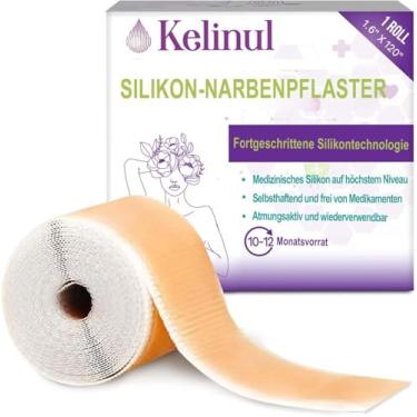Imagem de Kelinul Folhas de Silicone para Cicatrizes (Rolo de 1,6 x 120") Fita de Silicone para Cuidados com Cicatrizes de Acne, Cesariana, Cirurgia e Quelóide