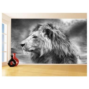 Imagem de Papel De Parede 3D Animais Leão Rosto Rei Olhar 3,5M Anm440 - Você Dec