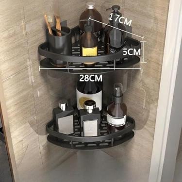 Imagem de KIT Suporte De Shampoo Prateleiras De Banheiro Sem Furo Premium(KIT 2 -Triangular -preto)