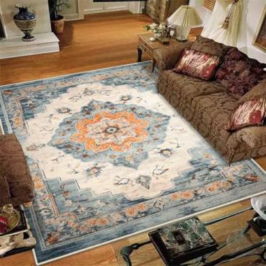 Imagem de Tapete para sala de estar com decoração retrô, fácil de limpar, ideal para sofá, mesas de centro e escritório. Lavável e ideal para pisos (200 x 300 cm / BS9 - sem fiapos - 9).