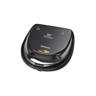 Imagem de Fast Gril Toast Sanduicheira Elétrica, Inox, 750W, Preta, Chapa Antiaderente, Abertura 180°, 18,5x22x5,5cm, 127V