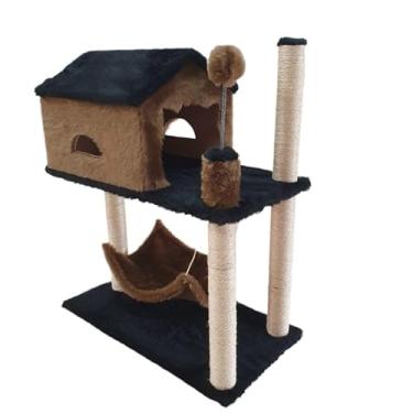 Imagem de Arranhador Para Gatos Casa E Playground Com TúNel, Rede, Torre, Poste Sisal, Cama E Brinquedo(Marrom)