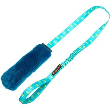 Imagem de Tug-E-Nuff Brinquedo para cães caçador elástico de pele sintética, brinquedo de puxão resistente para filhotes, raças pequenas, médias e grandes, brinquedos interativos de perseguição de treinamento