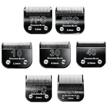 Imagem de MEMIRY Tamanho 10+30+40+7FC+5FC+4F+3-3/4FC Lâminas removíveis para cuidados para cães, compatível com Andis, Oster A5, Wahl KM10 Series Clippers, comprimento de corte 0,25 mm-13 mm, preto