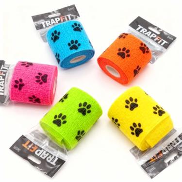 Imagem de Bandagem Elástica Auto Adesiva 5cm x 4,5m - Faixa Atadura Pet Tatuagem Academia Cor SORTIDA COM DESENHOS DE PATINHAS (4)