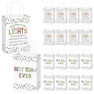 Imagem de Kolldenn 25 peças de sacos de presente de papel leves de Natal com alças Melhor time de todos os tempos, suprimentos engraçados de festa de Natal para colegas de trabalho, funcionários funcionários