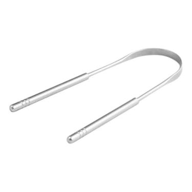 Imagem de Raspador Limpador de Língua em Aço Inox Cirúrgico 304, Higiene Bucal, Design Ergonômico, 125mm