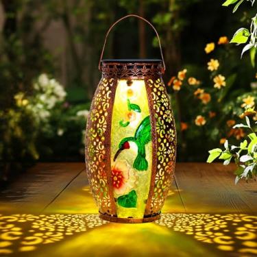 Imagem de Larekook Lanterna Solar Para Áreas Externas - Luzes Decorativas De Metal Suspensas À Prova D'Água Em Formato Beija-Flor Mesa Pátio, Caminho Jardim, Quintal Com Led Branco Quente Superbrilhante, Pain