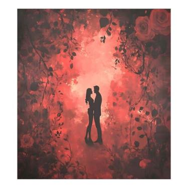 Imagem de SEHANY Capa magnética para máquina de lavar louça, pintura romântica para casais de Dia dos Namorados, adesivos magnéticos decorativos antiarranhões para painel de geladeira e lava-louças, decoração