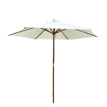 Imagem de Ombrelone Central de Madeira 2,00 metros Redondo Branco Guarda Sol Piscina Importway Iwobcm-200 Br