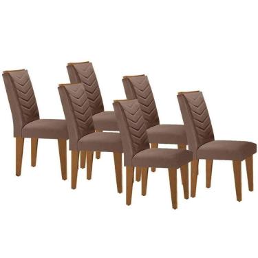 Imagem de Kit 6 Cadeiras Sala Jantar Londrina 6 Un Capuccino-suede Capuccino - Rufato
