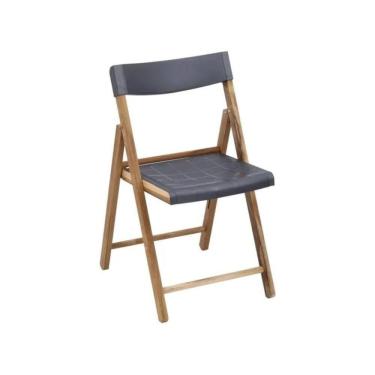 Imagem de Cadeira Dobrável Potenza Grafite Em Madeira Teca Com Acabamento Natural Tramontina 13797/992