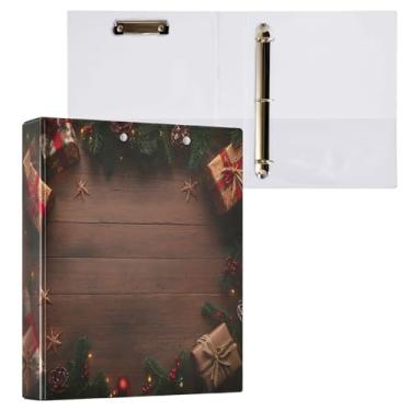 Imagem de KEEPREAL Fichário de 3 anéis com design de galhos de árvore de Natal - fichário de três anéis resistente de 3 cm com 2 bolsos, anéis redondos para material de escritório (tamanho carta) #61