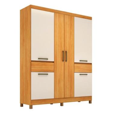 Imagem de Guarda-Roupa Casal Barão 6 Portas 2 Gavetas Cinamon e Off White - Mode