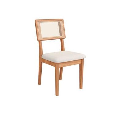 Imagem de Cadeira em MDF Freijó Assento Estofado Cesare Claro e Encosto com Tela Dalla Costa