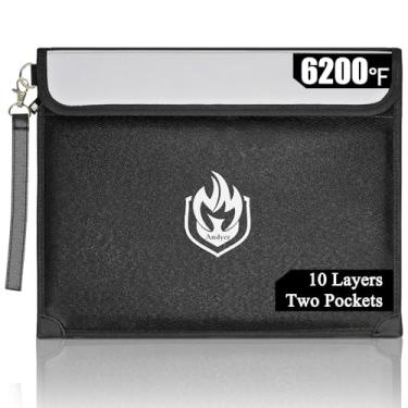 Imagem de Bolsa de documentos à prova de fogo de 3,426 °C com 2 bolsos, bolsa de dinheiro à prova de fogo para dinheiro