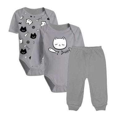 Imagem de Kit 3 Peças Bebê Body Estampado e Mijão Malha Cores Reativas - Koala B