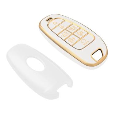 Imagem de Capa para chave de carro de TPU de 5/7 botões, compatível com Hyundai, compatível com capa para chave Santa Fe Tucson 2022 Nexo NX4 Atos Solaris Prime (acessório de reposição, não OEM)