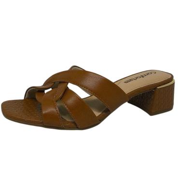 Imagem de Tamanco Feminino Salto Médio Bloco Moderno Leve Comfortflex