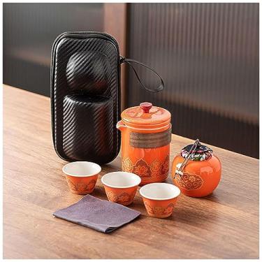 Imagem de Conjunto de chá de porcelana, conjunto de chá japonês, xícaras de chá portáteis da China com 3 xícaras de chá e tigela com infusor e tampa para jogos de presente de chá para adultos chá da tarde chá
