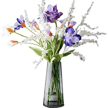 Imagem de YYBOES Vaso de vidro para flores, conjuntos de vasos de flores para decoração, vaso de vidro criativo moderno minimalista para sala de estar, arranjo de flores, vaso de flores artificiais, decoração