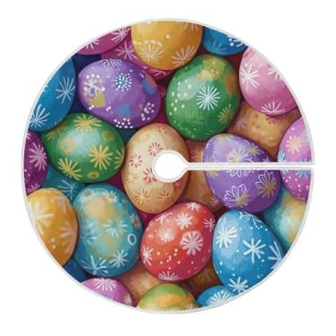 Imagem de Qilmy Linda saia de árvore de Natal com ovos de páscoa 90 cm, camurça para árvore de Natal, adequada para decoração de armário em ambientes internos e externos, festas, escritórios, lojas, armários174