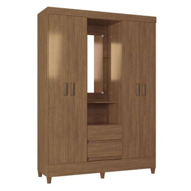 Imagem de Guarda Roupa Solteiro 4 Portas com Pés Capelinha Fit Jequitibá Acetinado - Santos Andirá