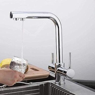Imagem de Torneira de cozinha torneira de filtro de água torneira de pia de cozinha misturador de água guindaste torneira de cozinha com misturador de latão de água filtrada