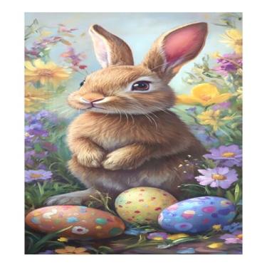 Imagem de Qilmy Capa magnética para máquina de lavar louça, coelhinho da páscoa e ovo, 58 x 66 cm, capa decorativa para geladeira para porta frontal, adesivo, máquina de lavar, painel de geladeira, decalque