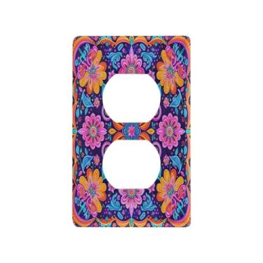 Imagem de Wassud Placa decorativa de cores neon brilhantes para interruptores de luz, placa de parede para tomadas elétricas duplex 11 x 7 cm