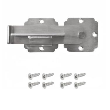 Imagem de Pxoerzy Trava de porta flip com orifício para cadeado, trava de porta de aço inoxidável resistente para cerca de madeira ao ar livre, portão aberto, portão duplo, porta de celeiro, galpão, cerca de