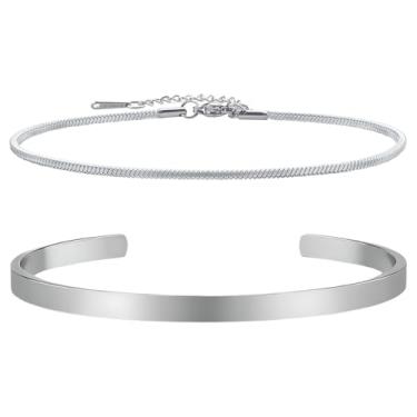 Imagem de Tienyuu Pulseiras empilháveis para homens – punho banhado a prata/ouro, caixa de cobra e corrente de elos cubanos, joias masculinas modernas