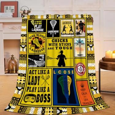 Imagem de Cobertor de lacrosse, cobertor de lacrosse, presentes esportivos, cobertores de flanela de lã para meninas, mulheres, homens, meninos, amantes, adultos, roupa de cama macia, presente para sofá-cama