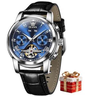 Imagem de OLEVS Relógio masculino automático luxuoso turbilhão cronógrafo mostrador grande calendário automático relógios de pulso para homens negócios fase da lua relógios masculinos mecânicos luminosos à